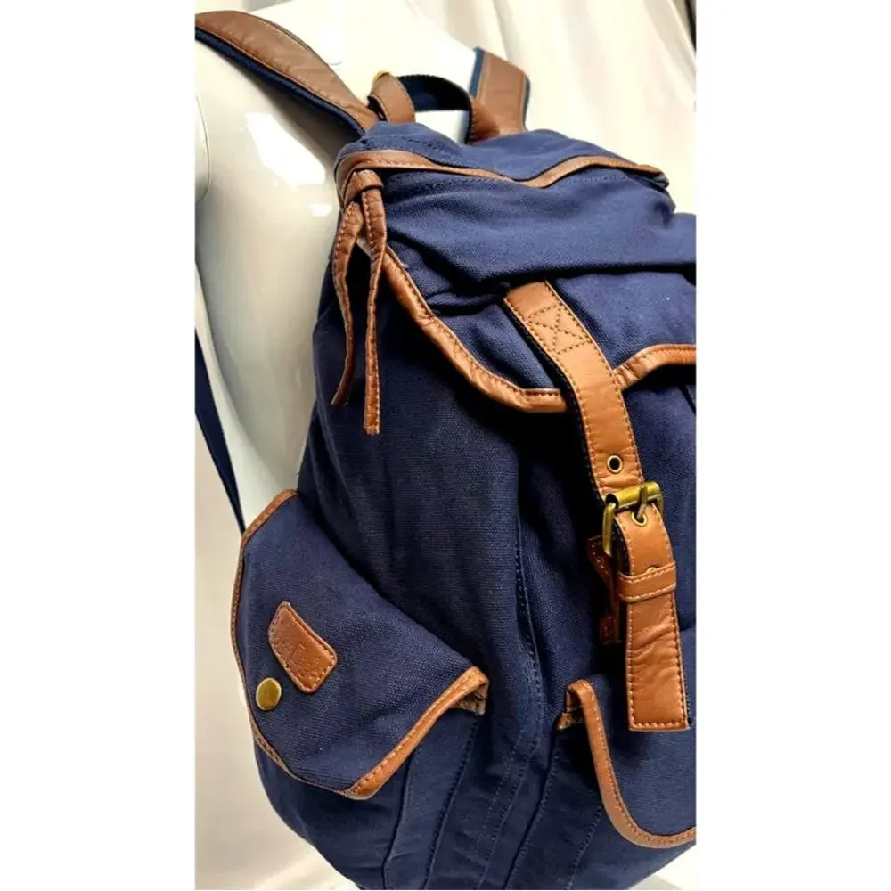 NWT! Hynes Eagle Retro Designer Canvas‎ Backpack 28L NAVY